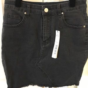 Black denim miniskirt